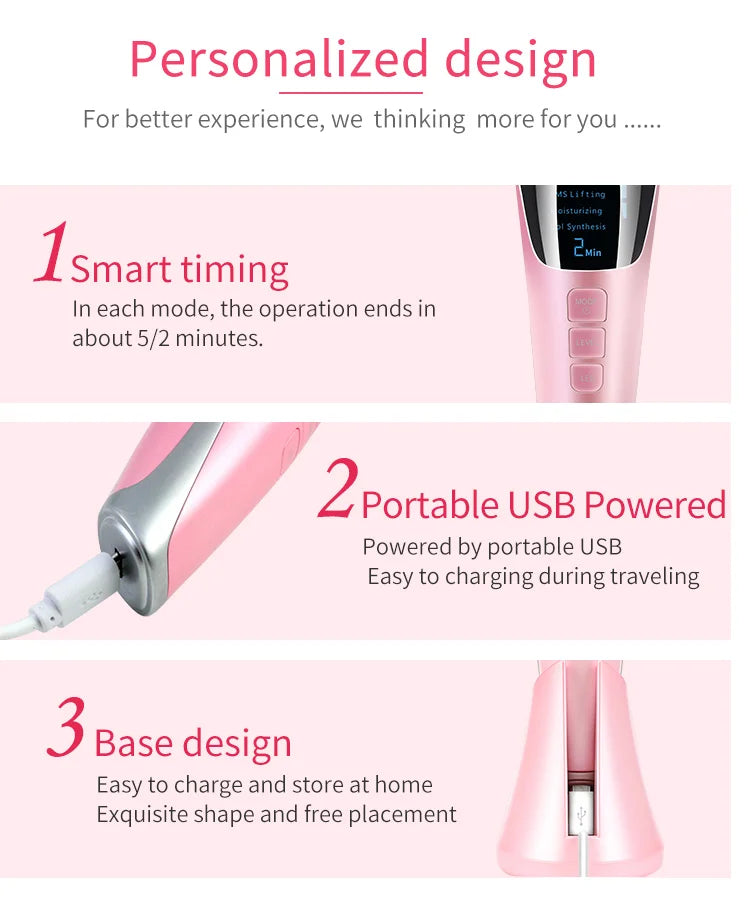 Microcurrent Facial Massager LED Light Therapy Skin Tightening Tool - 15