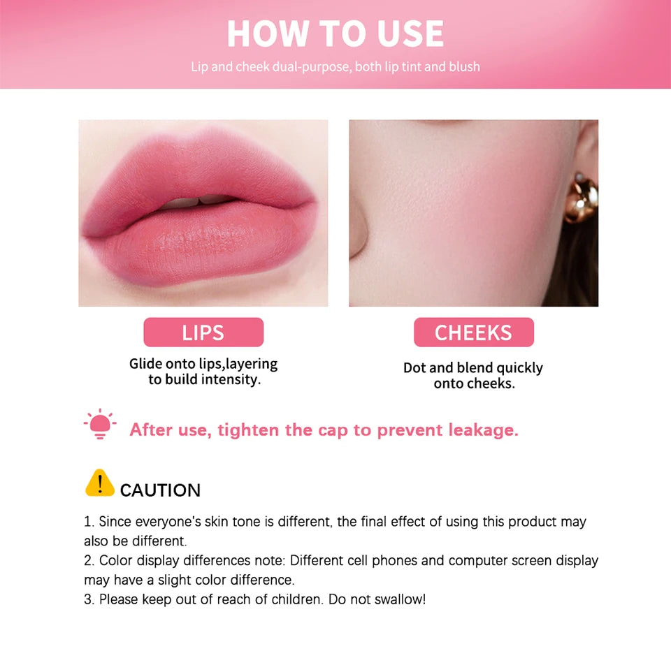 Lakerain 2 in 1 Water Lip Tint Stain and Liquid Blush