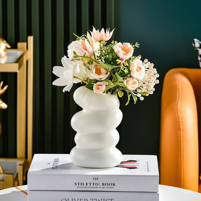 Modern Nordic Spiral White Vase Minimalist Flower Arrangement Pot - 7