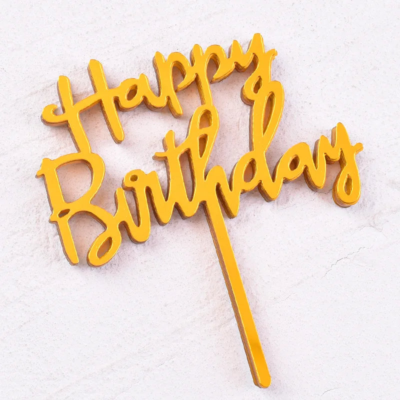 Happy Birthday Cake Topper Set Acrylic Party Dessert Decoration Supplies - 13