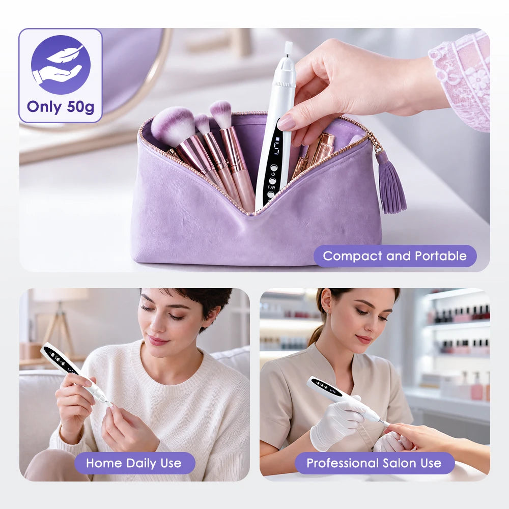 Cordless 2-in-1 Electric Nail Drill and UV Lamp Manicure File Set