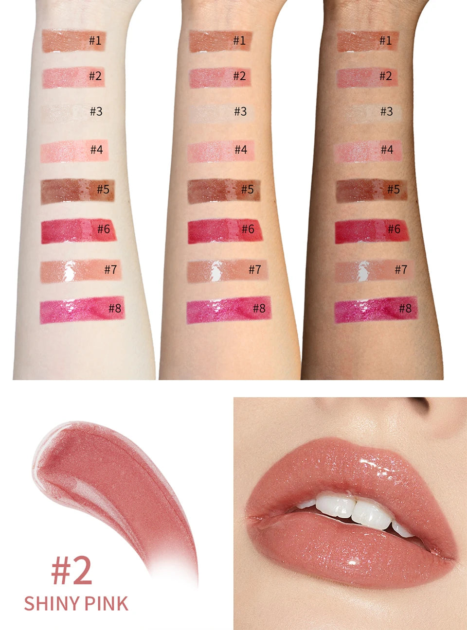 Shimmer Liquid Lip Gloss Moisturizing Lip Luminizer Tint - 12