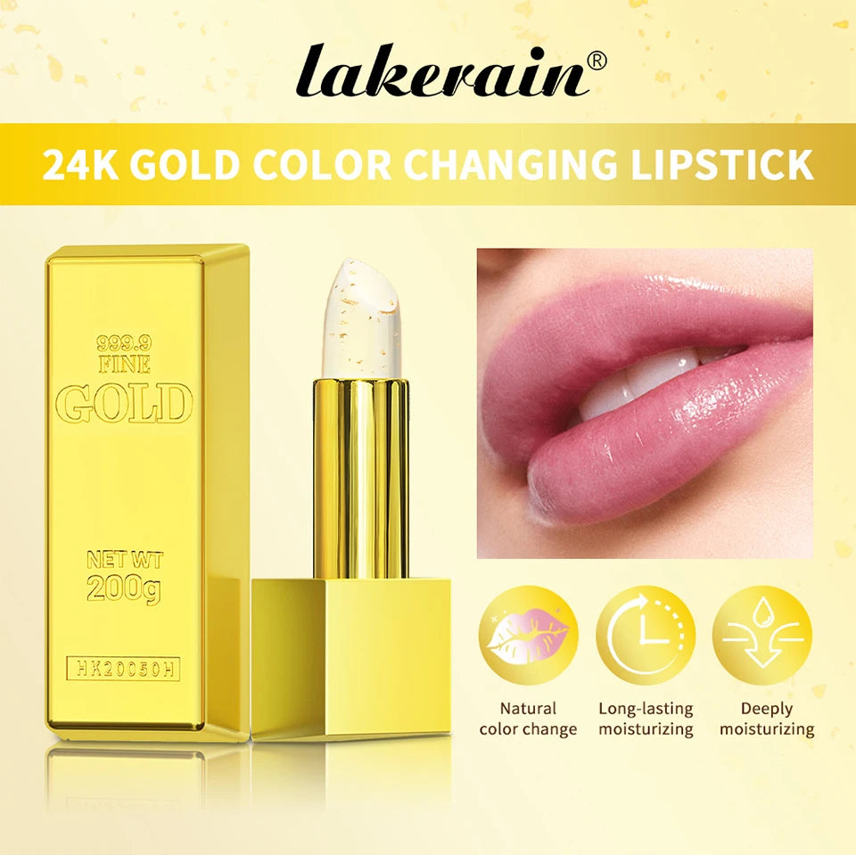 24K Gold Color Changing Lipstick & Moisturizing Lip Balm - 7