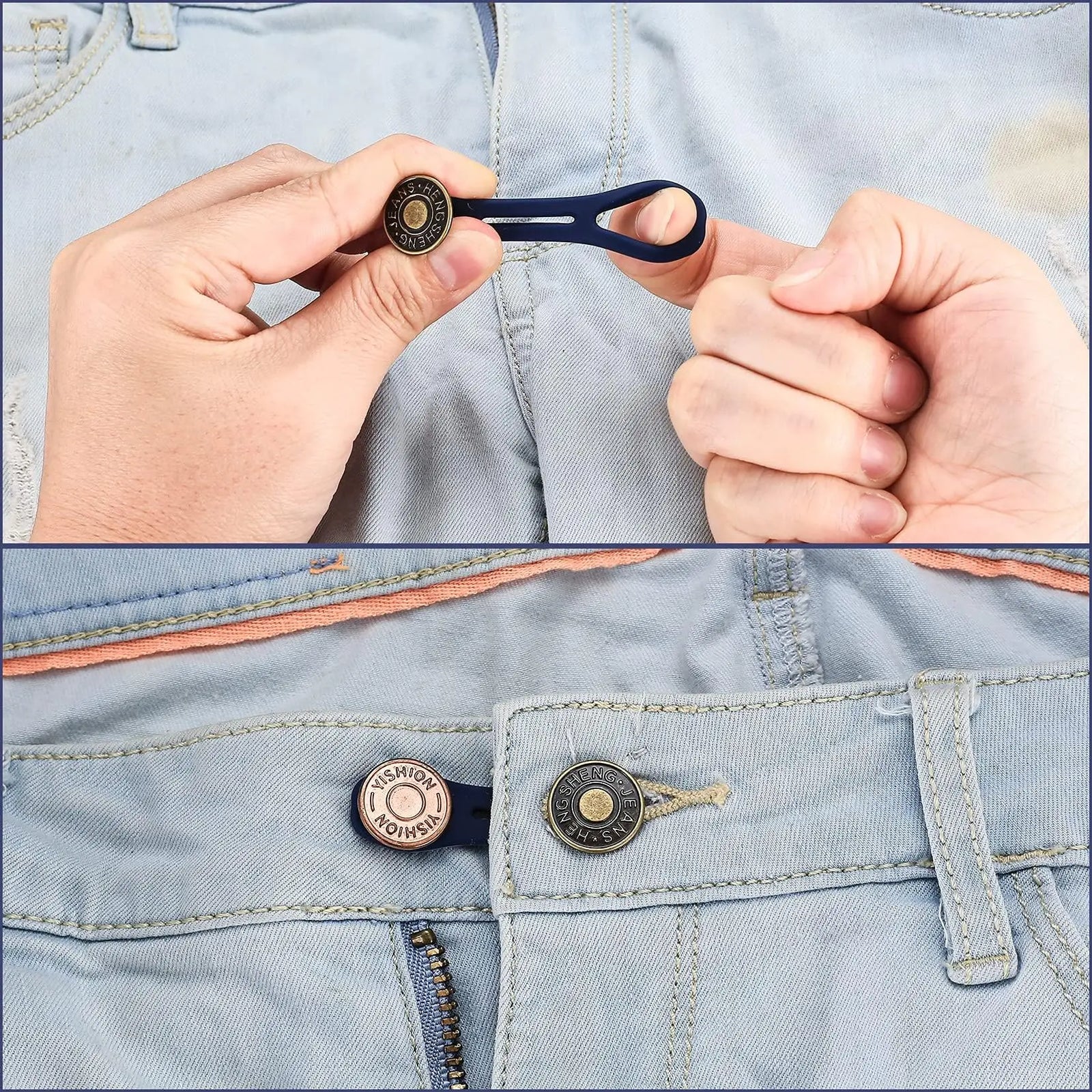Adjustable Pants Waist Extender Button Retractable Jeans Waistband Clip