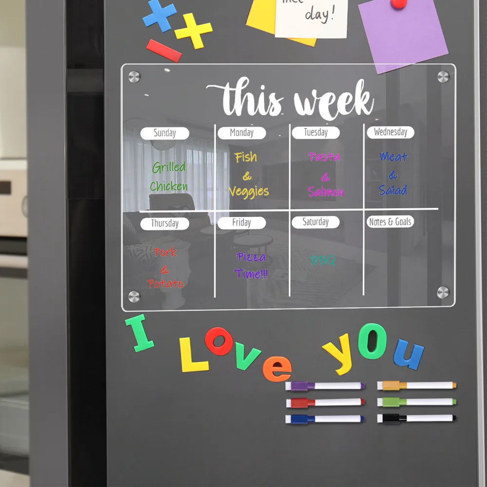 Magnetic Acrylic Fridge Calendar Weekly Planner Dry Erase Board