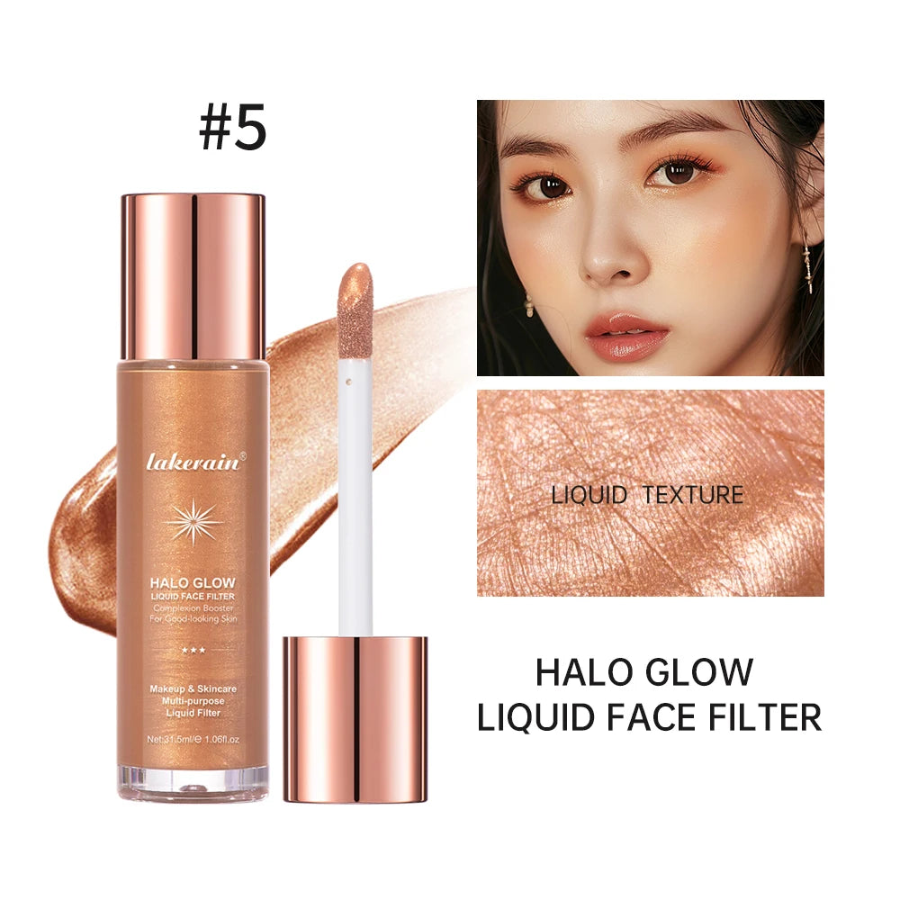 Halo Glow Liquid Face Filter Highlighter & Dewy Skin Bronzer Serum