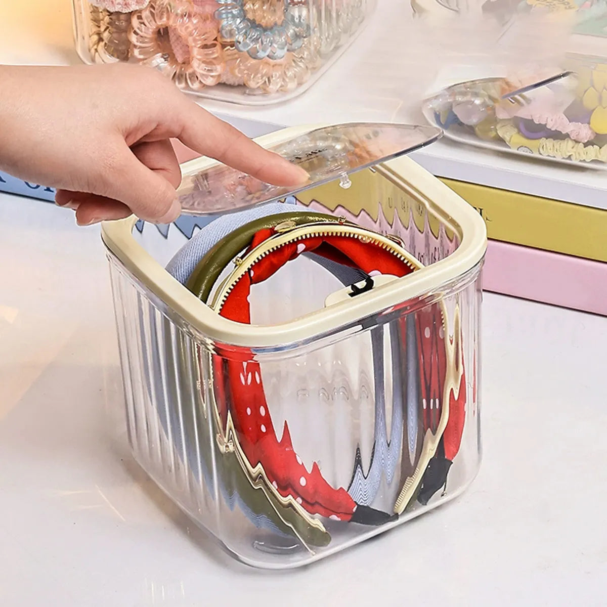 Transparent Hair Accessory Organizer Storage Box for Jewelry and Bows