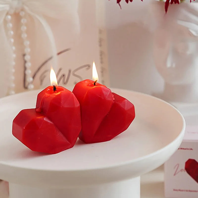 2pc Heart Shaped Scented Aromatherapy Candles Romantic Valentine Gift