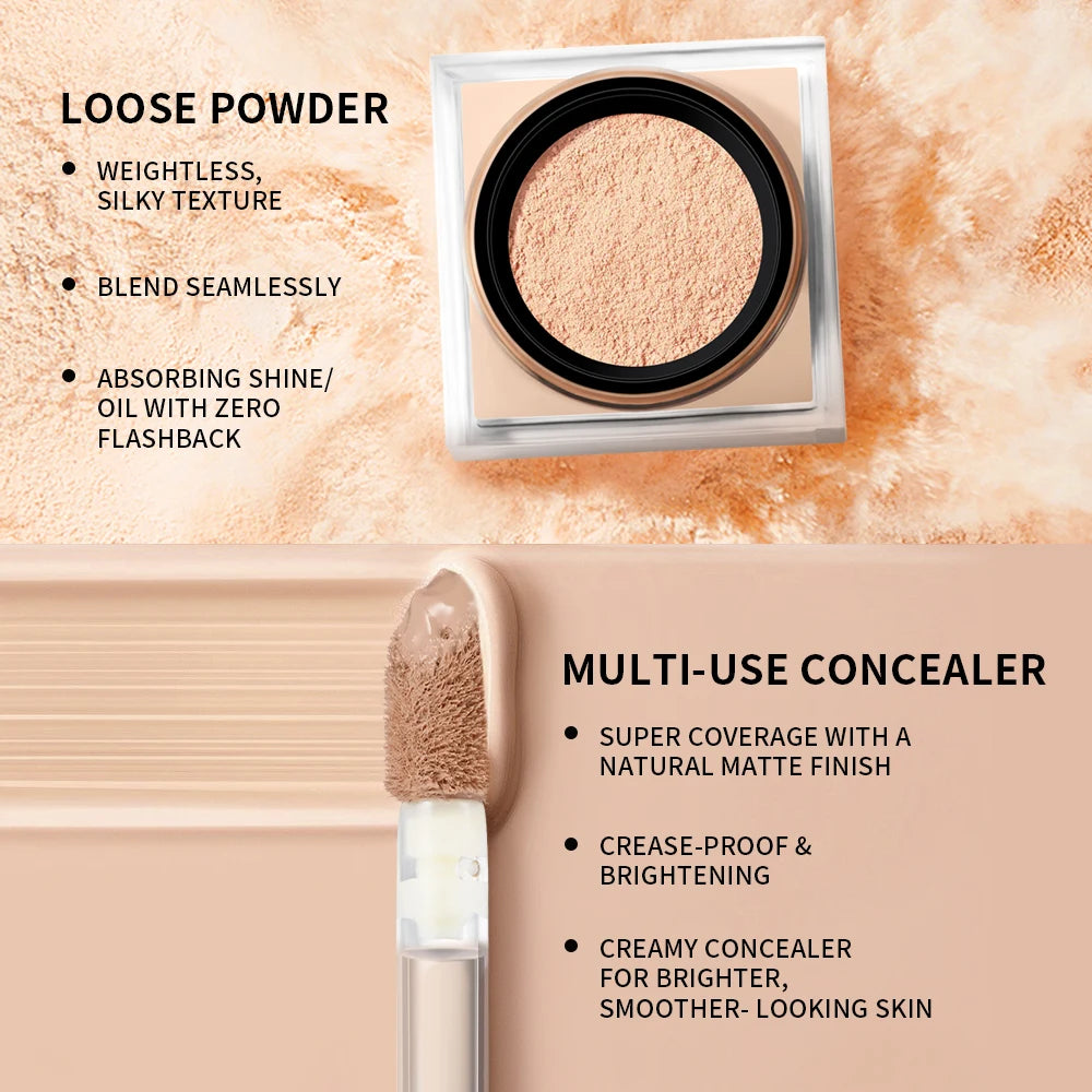 Face Makeup Set Concealer and Loose Setting Powder Matte Cosmetics - 6