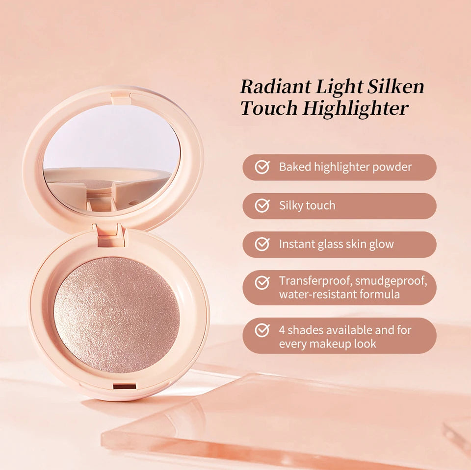 Baked Highlighter Powder Pearl Shimmer Natural Radiant Glow Makeup