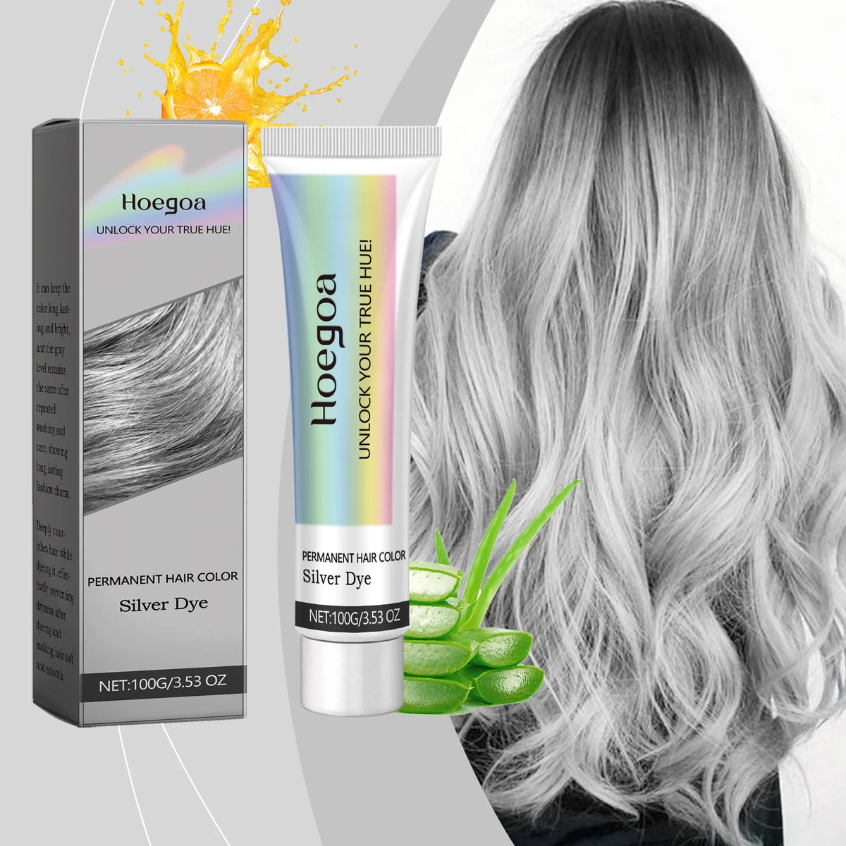 Gray Hair Dye Permanent Coloring Cream Silver Shampoo