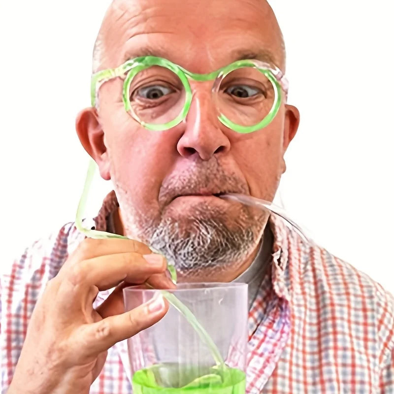 Funny Straw Glasses Creative Flexible Drinking Straws for Kids Party