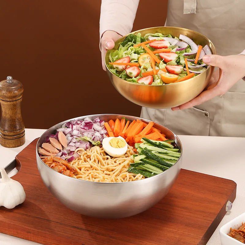 Stainless Steel Mixing Bowl Set - Nesting Salad & Kitchen Prep Basin - 19