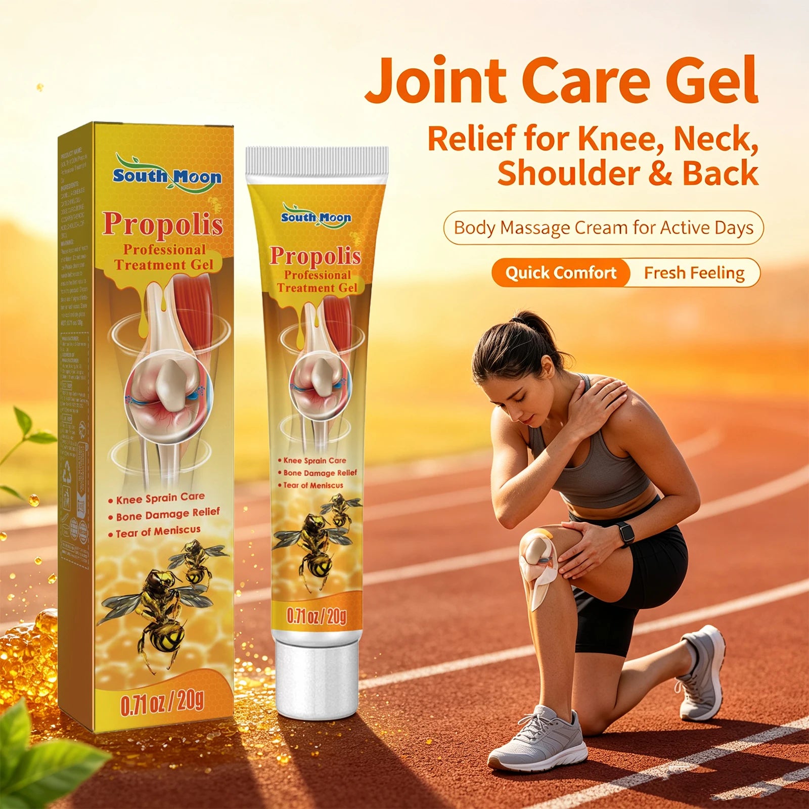 Propolis Joint Care Gel Soothing Massage Cream for Knees and Back - 2