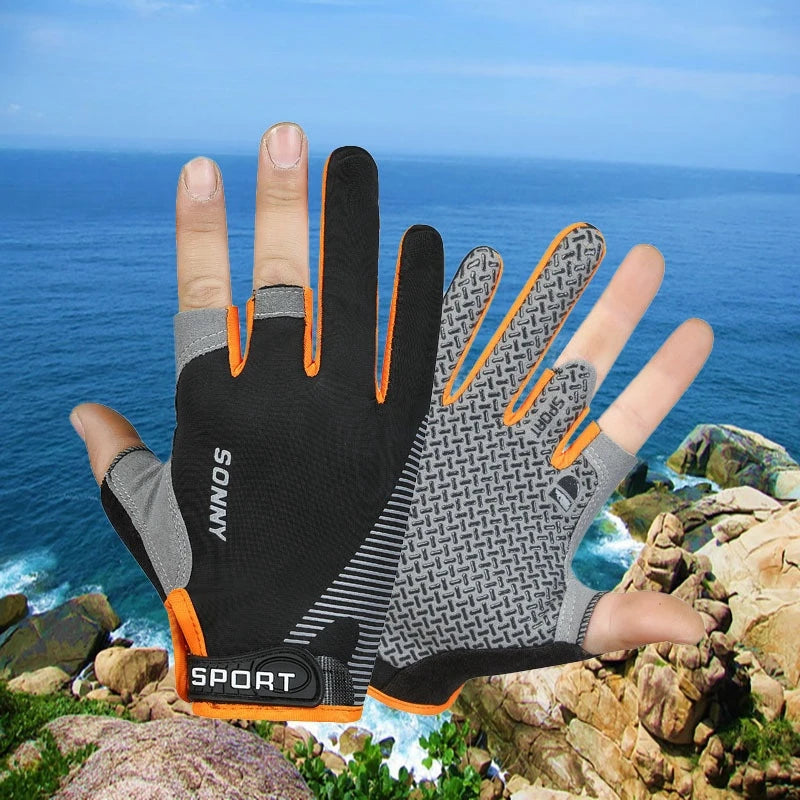 Anti-Slip Fishing Gloves Two Finger Cut Breathable Outdoor Sport Gear - 1