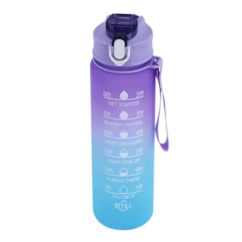 750ml Motivational Water Bottle with Time Marker Leakproof Sport Jug