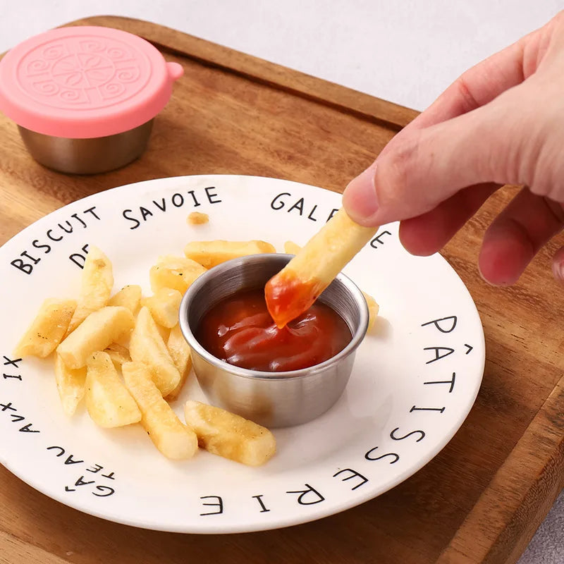 Stainless Steel Dipping Sauce Cups Reusable Condiment Food Containers - 3