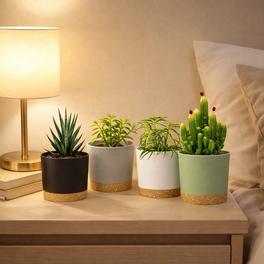 4 Pack 5 Inch Flower Pots Modern Detachable Bottom Breathable Planters - 11