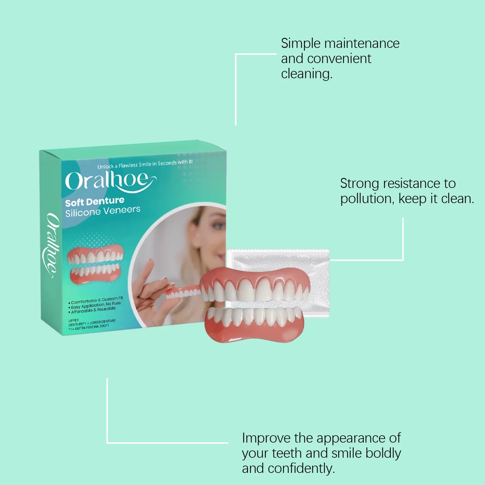 Silicone Dentures False Teeth Full Set Reline Kit - 10