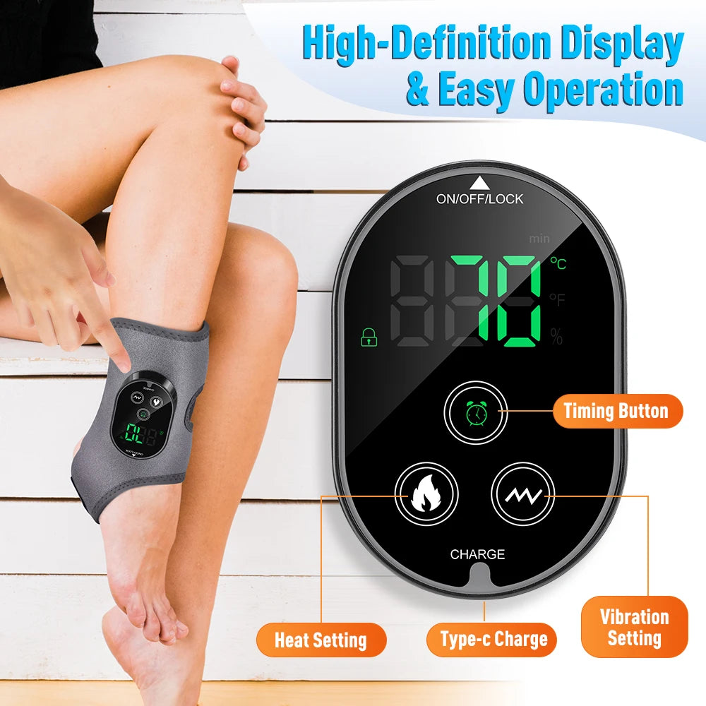 Electric Ankle Calf Foot Vibration Massager Heating Brace