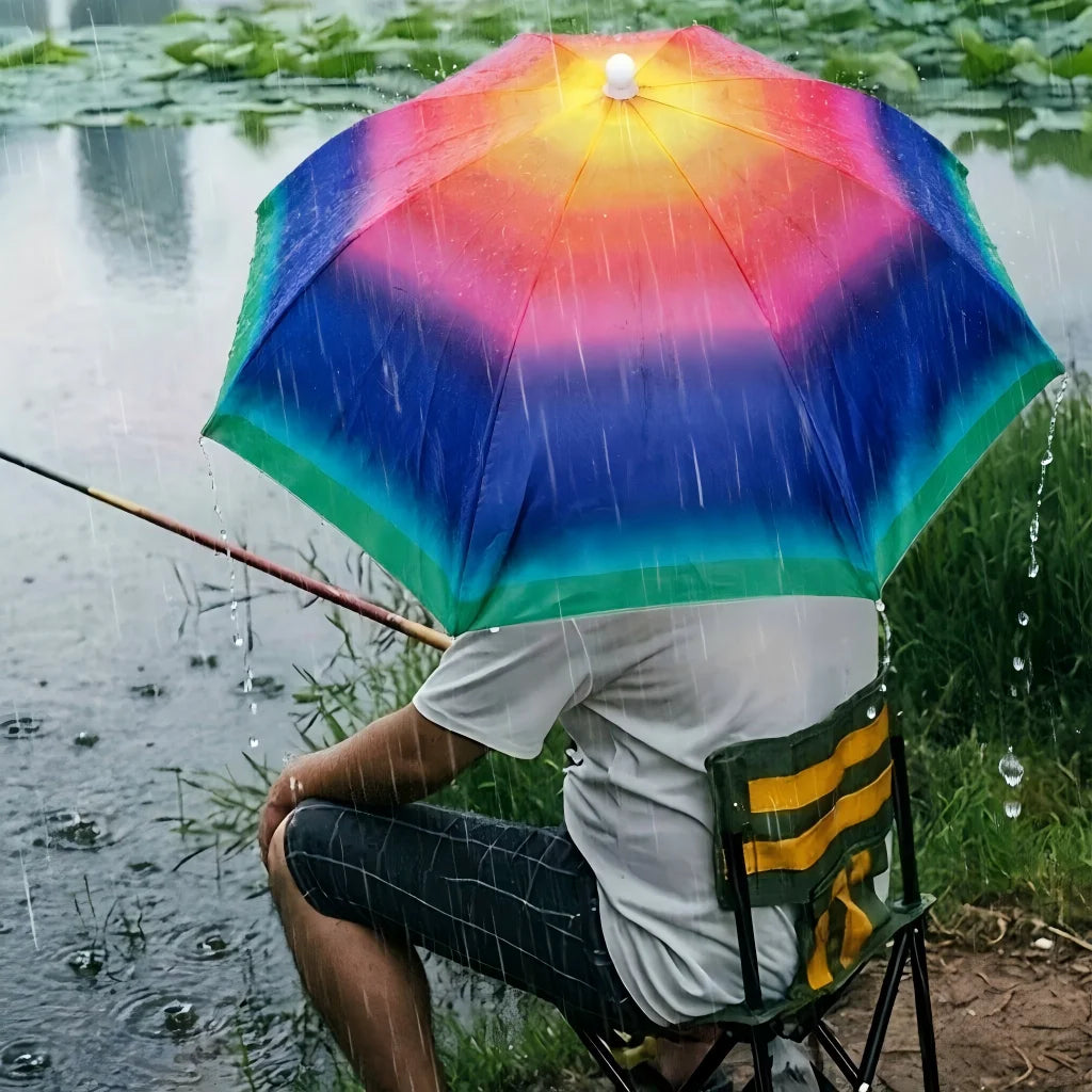 Hands Free Umbrella Hat Foldable Sun Rain Protection for Hiking Fishing