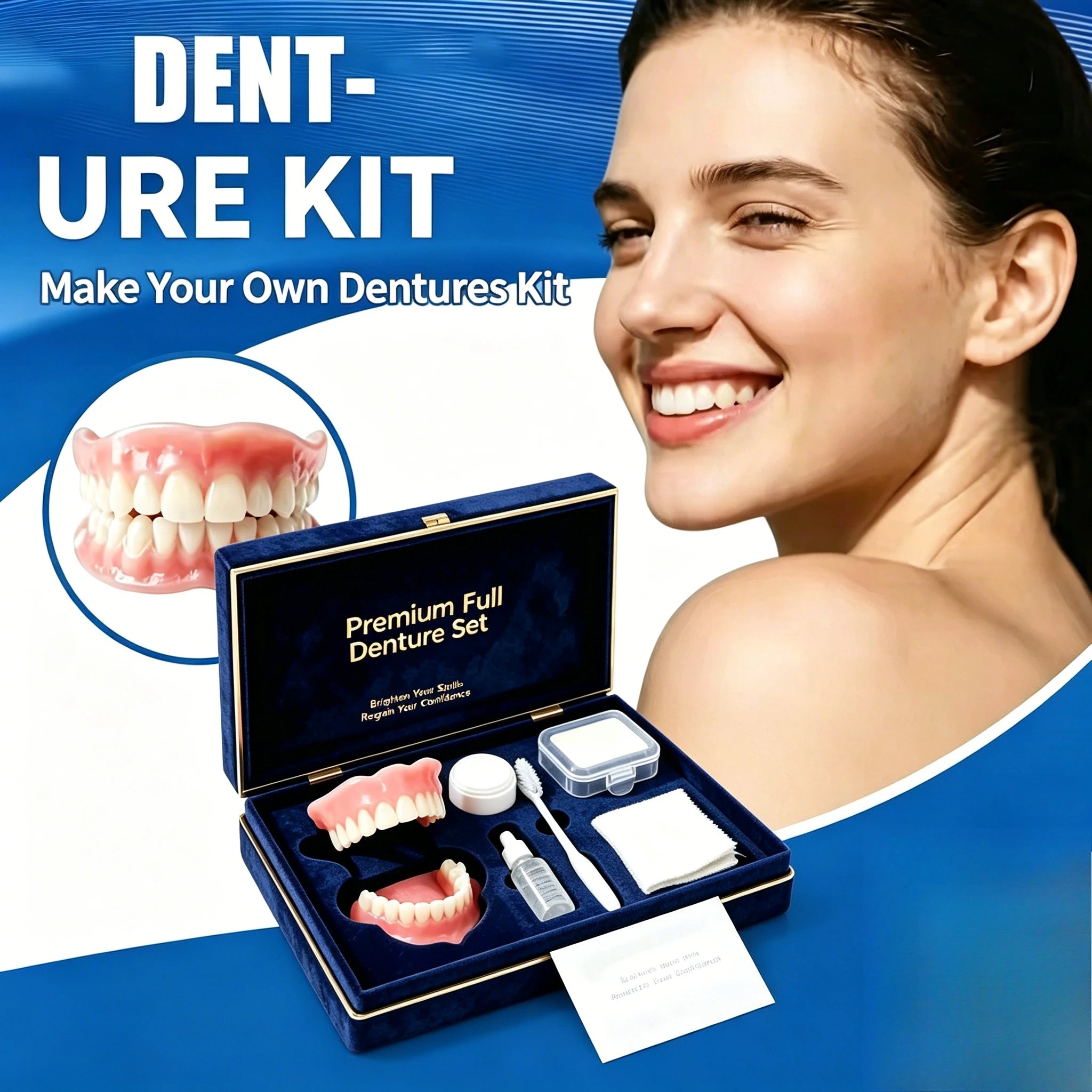 Silicone False Teeth Kit Upper Lower Smile Set - 3