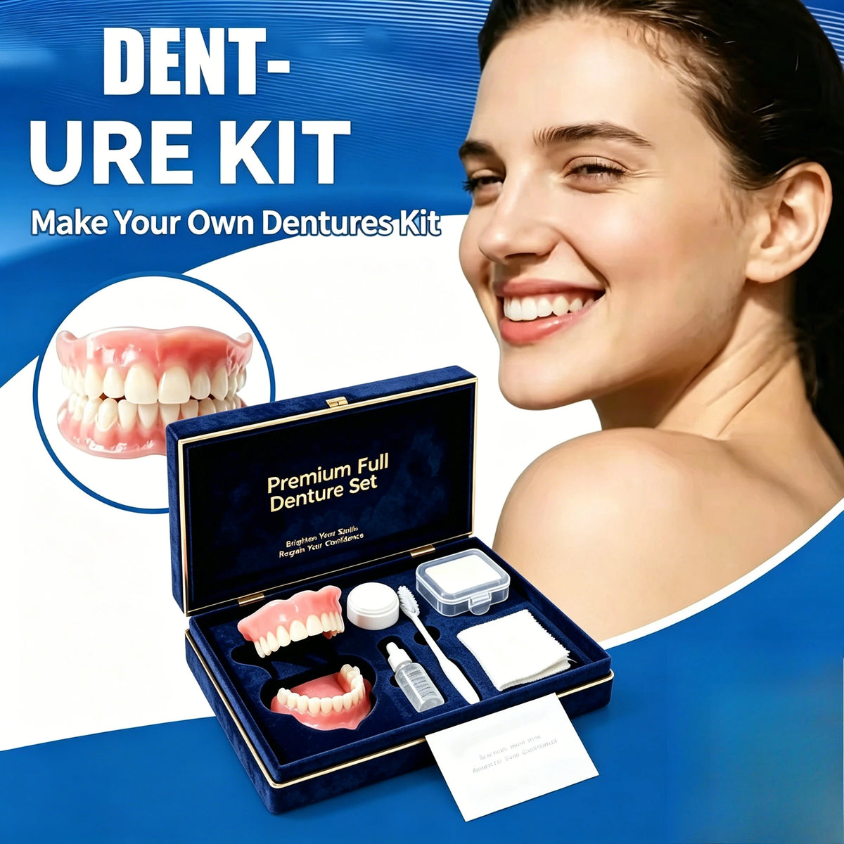 Silicone False Teeth Kit Upper Lower Smile Set