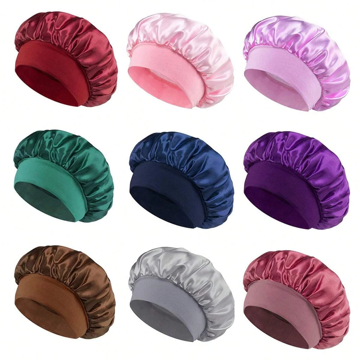 Satin Silk Sleep Cap Wide Band Hair Bonnet for Sleeping and Styling