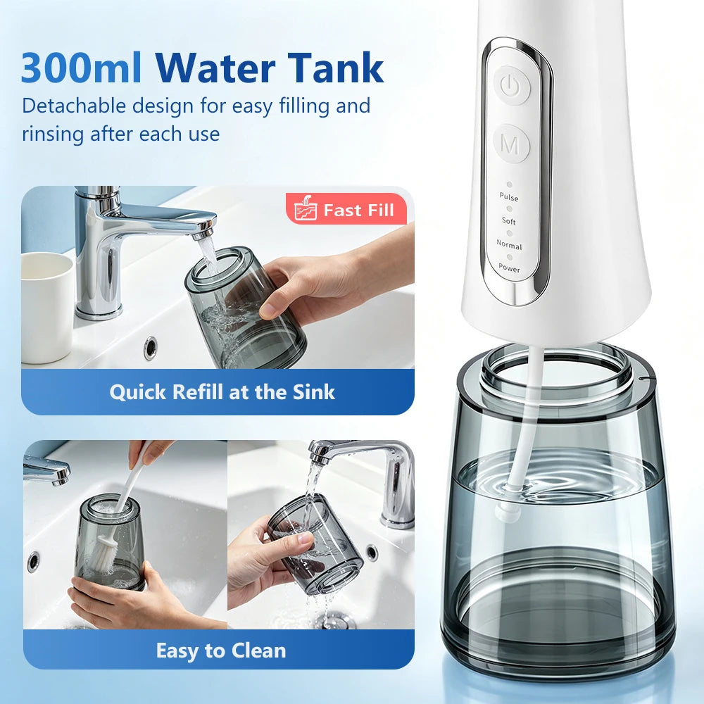 Cordless Water Dental Flosser Teeth Cleaner - 5