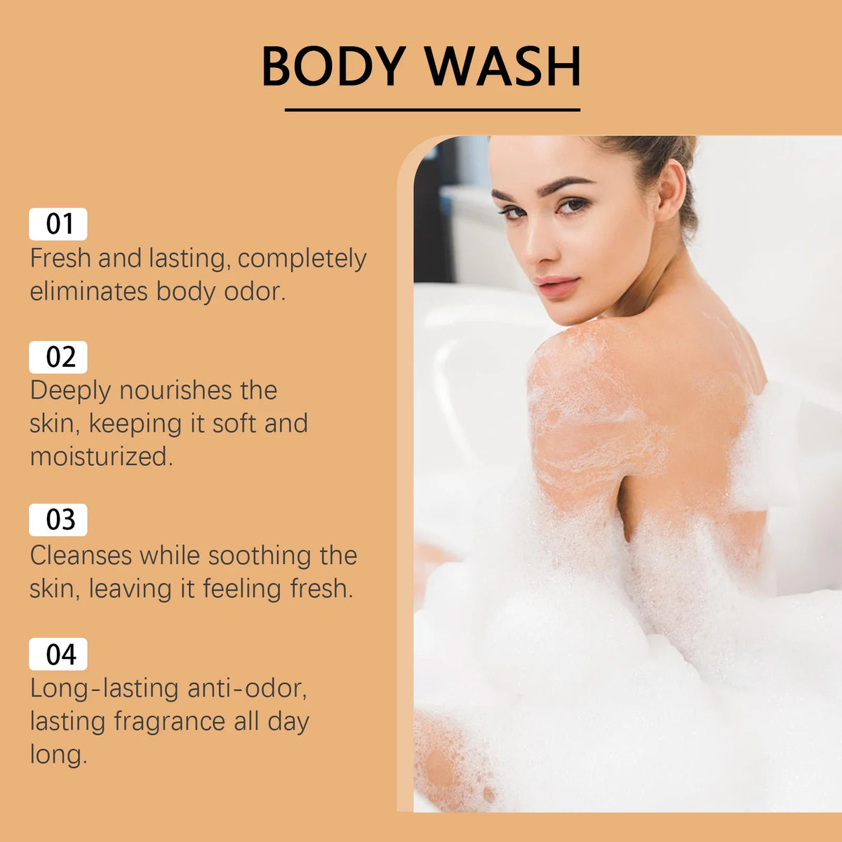 Persimmon Body Wash Sweat Odor Eliminating Natural Deodorizing Shower Gel