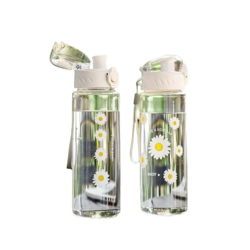 780ml Daisy Flower Water Bottle Leakproof Clear Sports Gym Flask - 6