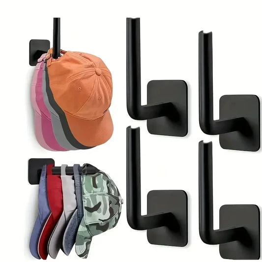 Adhesive Hat Rack Wall Hooks No Punching Cap Organizer Hanger 4 Pack