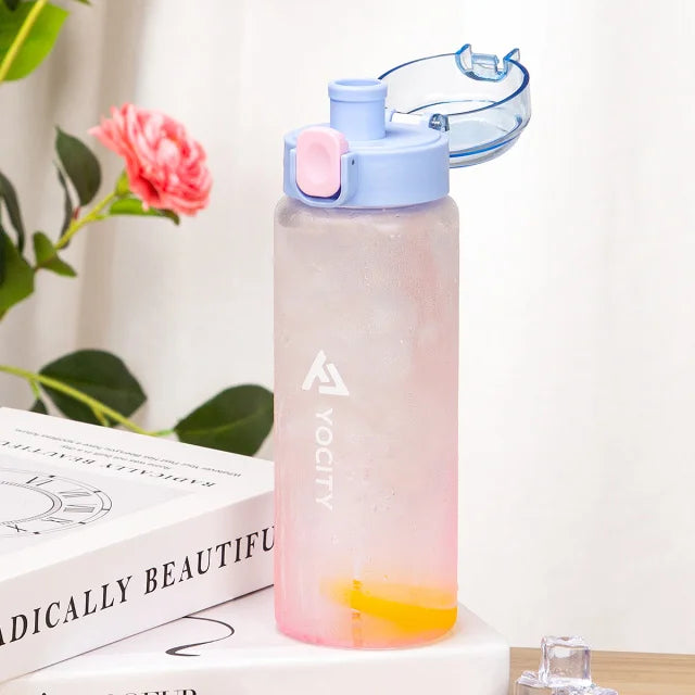 750ml Frosted Gradient Water Bottle Portable Sports Gym Drink Cup