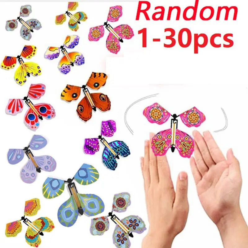Magic Flying Butterfly Wind Up Toy Surprise Greeting Card Prop