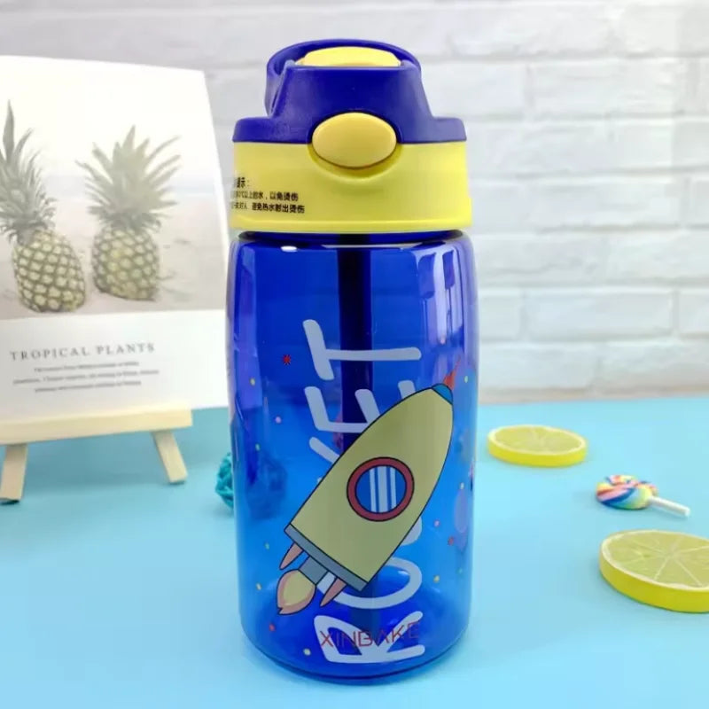 Kids Cartoon Water Bottle 480ml Leakproof Sippy Cup with Straw