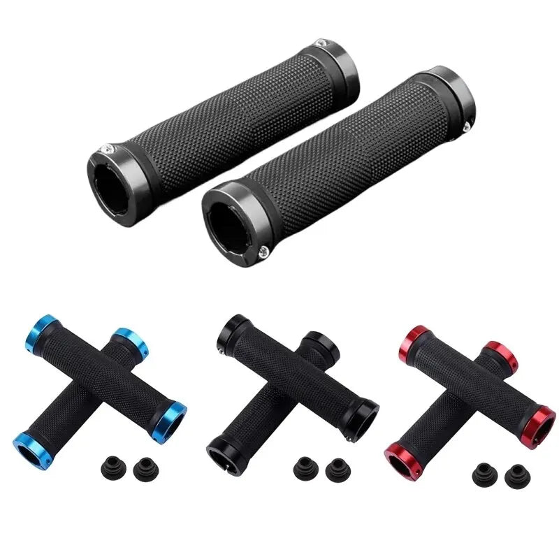 Non-Slip MTB Bicycle Handlebar Grips Dual Aluminum Lock On Rubber MTB - 8