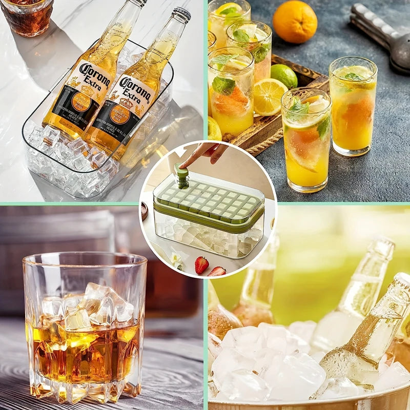 32 Grid Ice Cube Tray with Lid and Storage Bin One Click Release Maker - 2