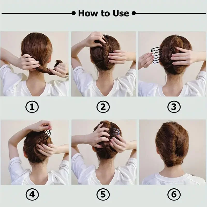 6 Piece Hair Comb Set Retro Bun Maker and Styling Fork Clips
