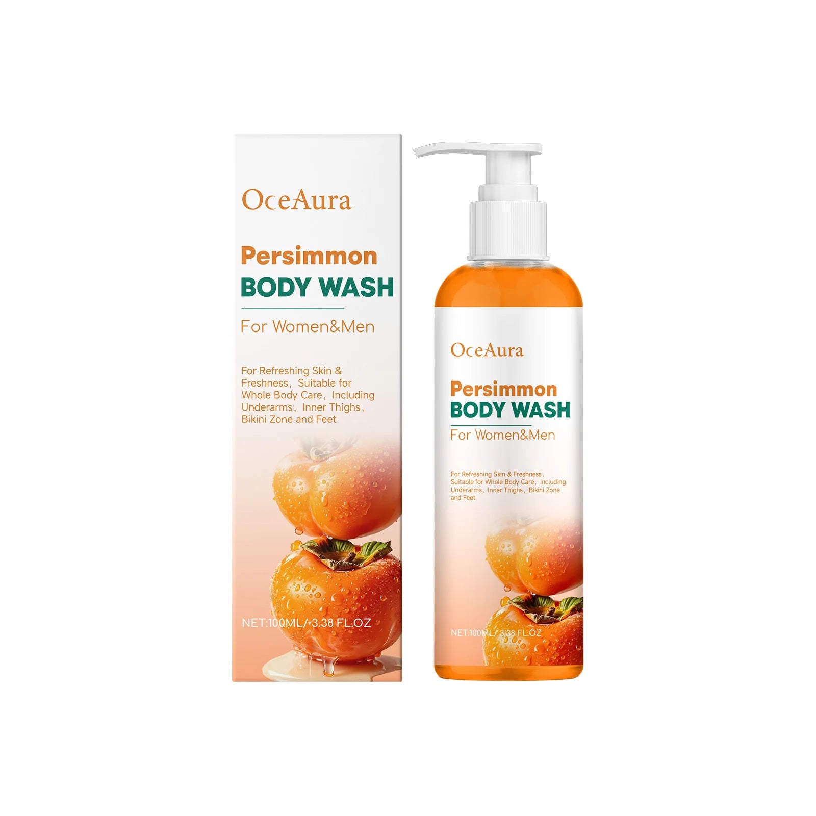 Persimmon Body Wash Sweat Odor Eliminating Natural Deodorizing Shower Gel - 16