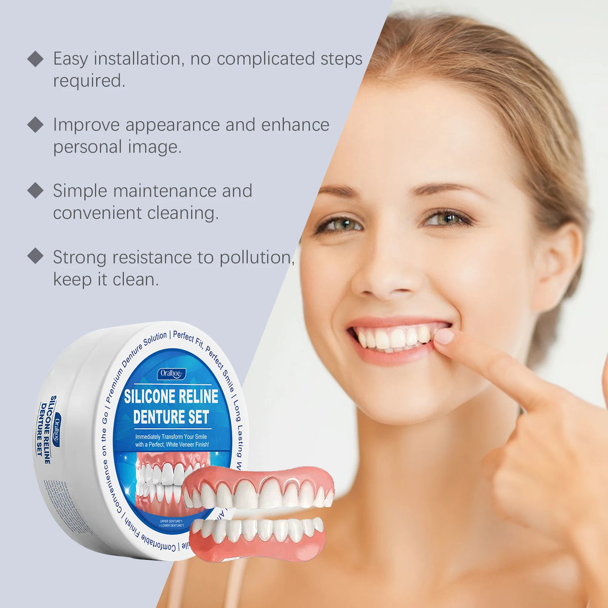 Soft Silicone Denture Reline Kit Temporary Dental Repair