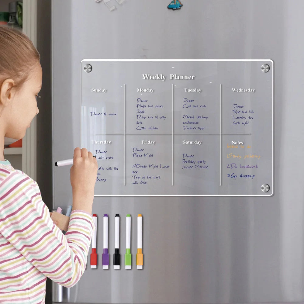 Magnetic Acrylic Fridge Calendar Weekly Planner Dry Erase Board - 3