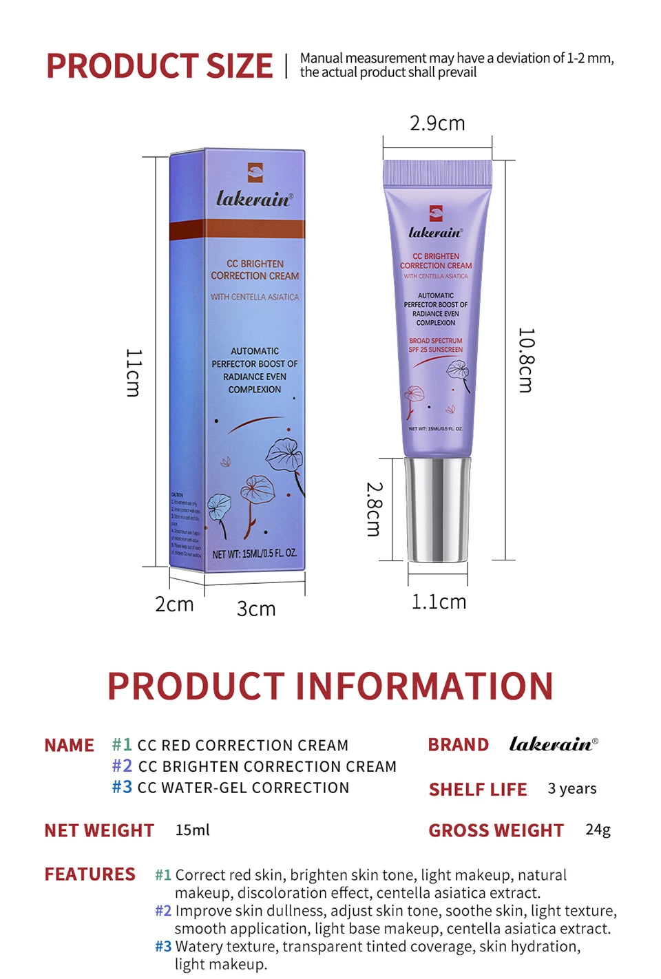 CC Correction Cream Color Changing Foundation Base Makeup - 14