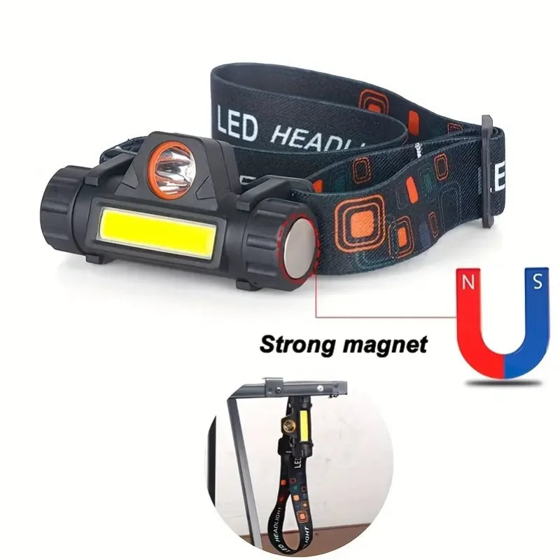 Rechargeable COB LED Headlamp Magnetic Waterproof Head Torch - 8