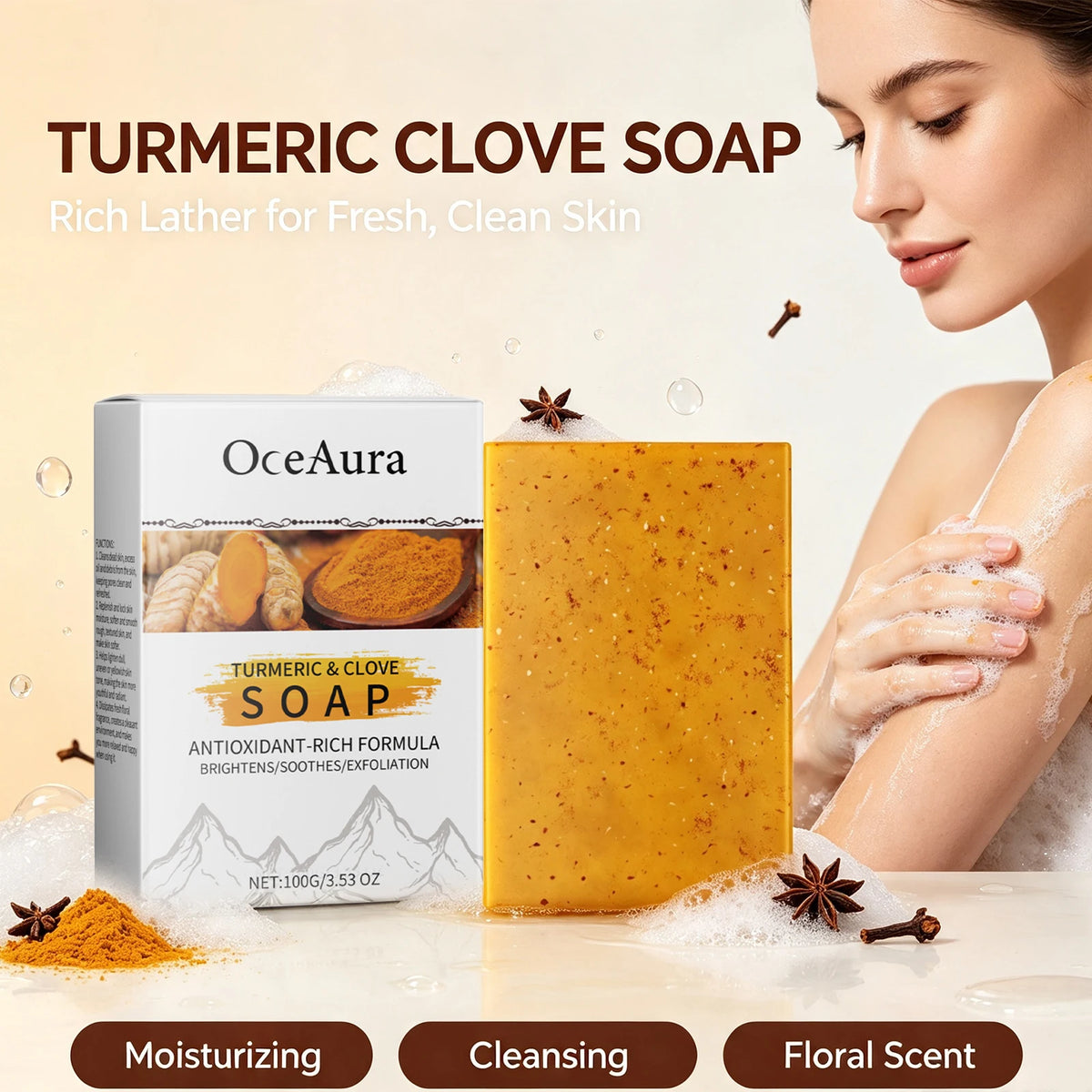 Turmeric Clove Soap Bar Exfoliating Face and Body Cleansing Bar