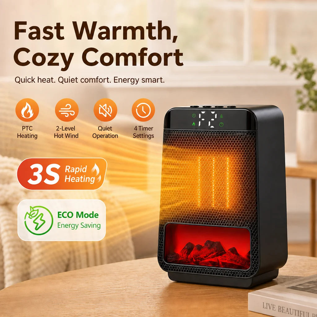 Portable Desktop Electric Heater PTC Ceramic Fast Warm Air Blower - 1
