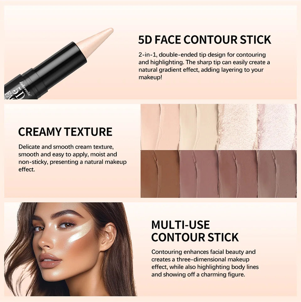 Dual-Ended Contour & Highlighter Stick Waterproof Face Bronzer - 9