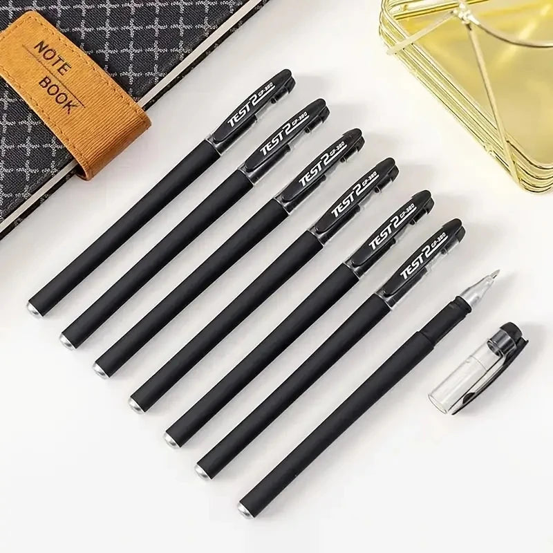 12PCS Matte Black Gel Pens Smooth Writing Stationery Student Exam Set