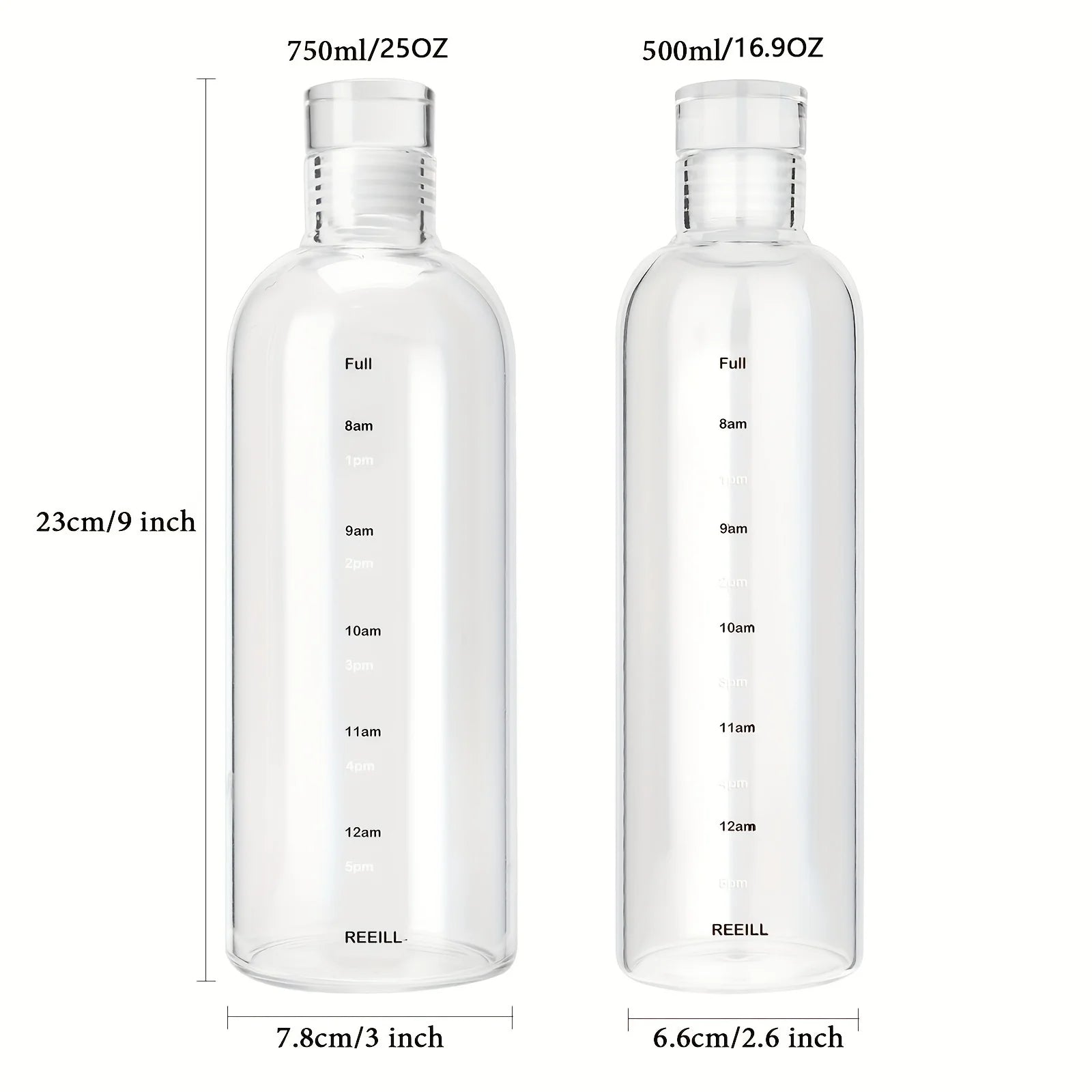Clear Sports Water Bottle with Time Marker Leak Proof Gym Drinking Cup - 10