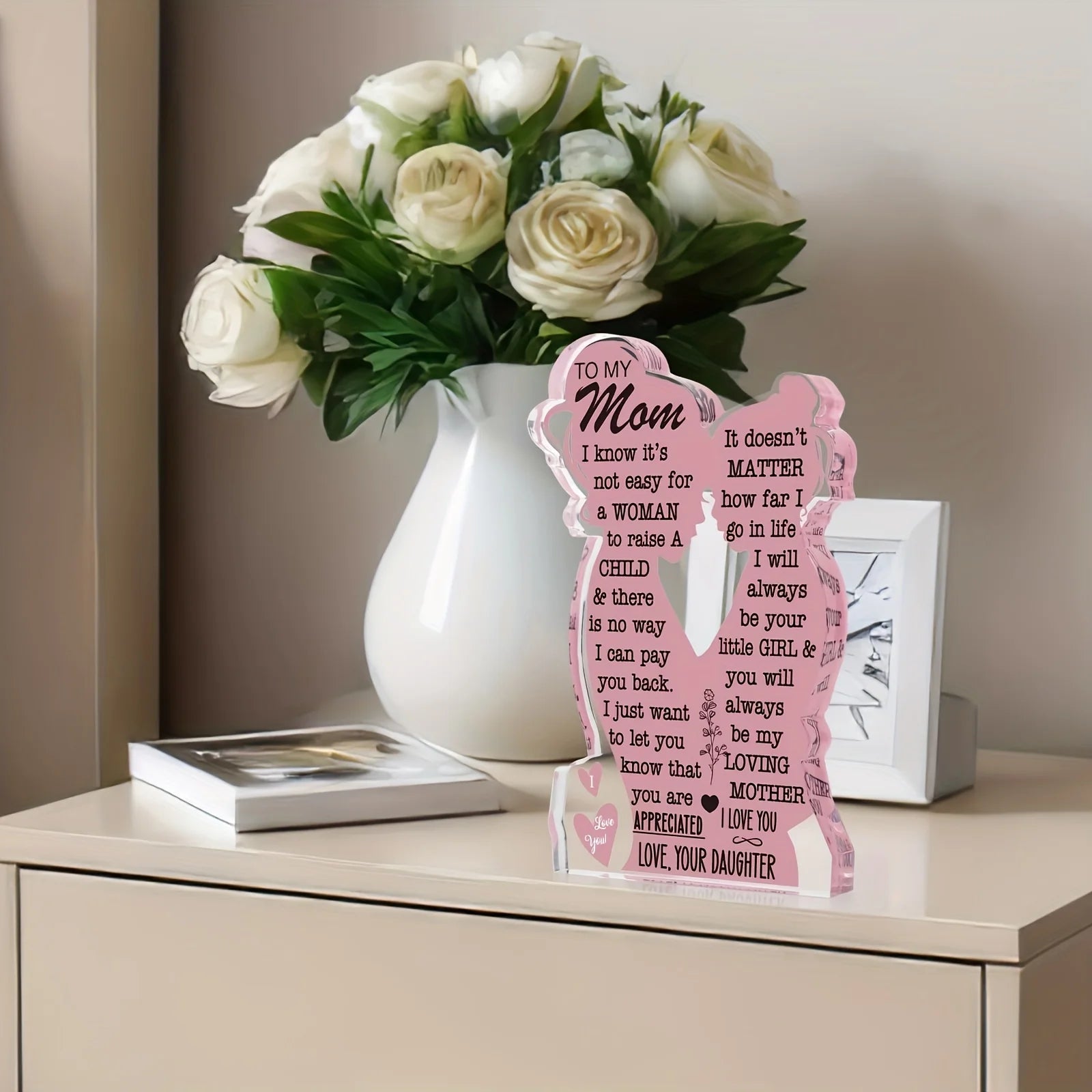 Acrylic Mom Plaque Sign Heartfelt Birthday Gift for Mom from Son