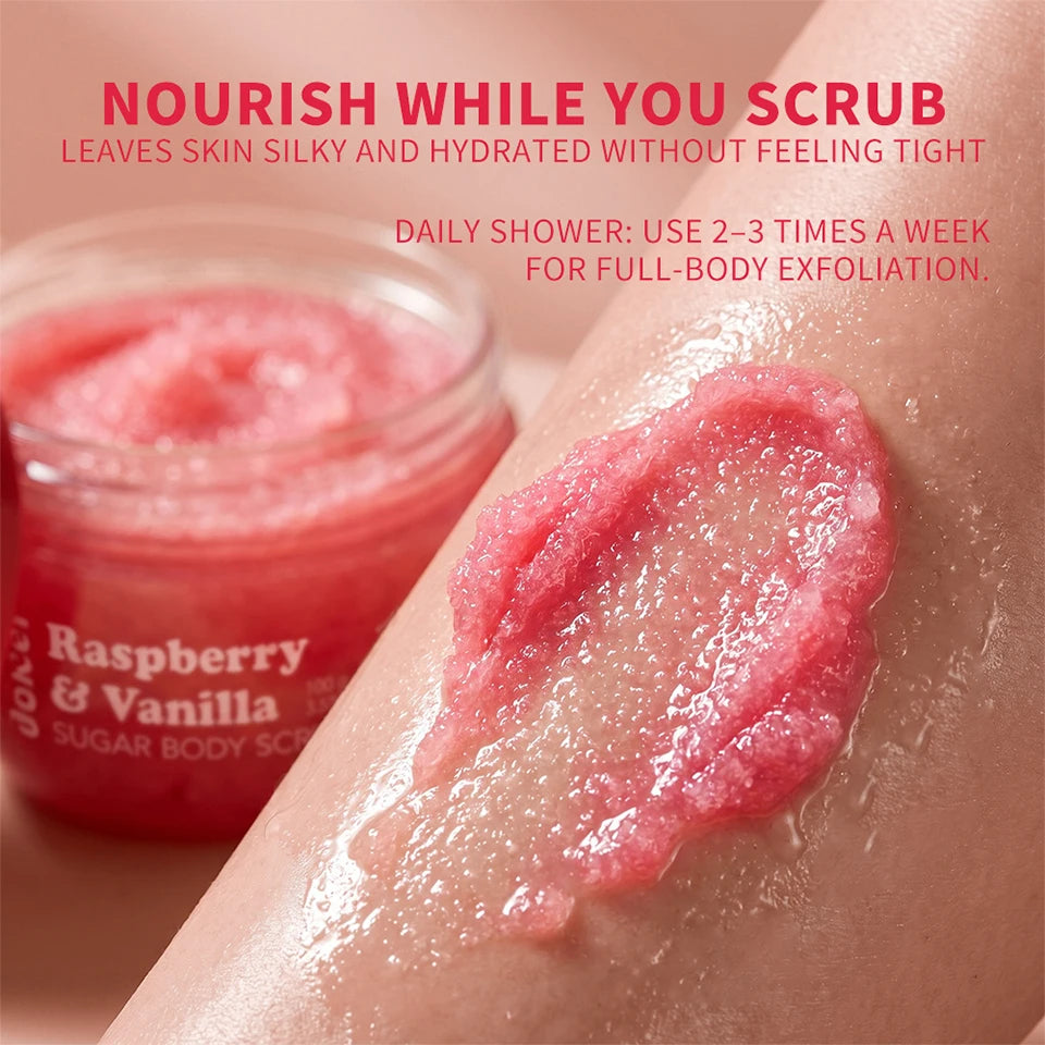 Raspberry Vanilla Sugar Body Scrub Exfoliating Moisturizer Skincare - 11